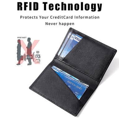 Kryssmønster RFID-beskyttelse bifold lommebok i ekte skinn Sort