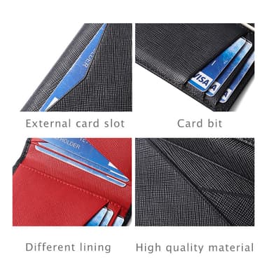 Kryssmønster RFID-beskyttelse bifold lommebok i ekte skinn Sort