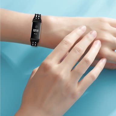 Fitbit Charge 3/4 metallarmbånd med rhinestones Black/Crystal