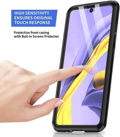 Samsung Galaxy A91 deksel dobbeltsidig herdet glass Svart