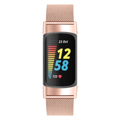 Fitbit Charge 5 armbånd i rustfritt stål Rose gull