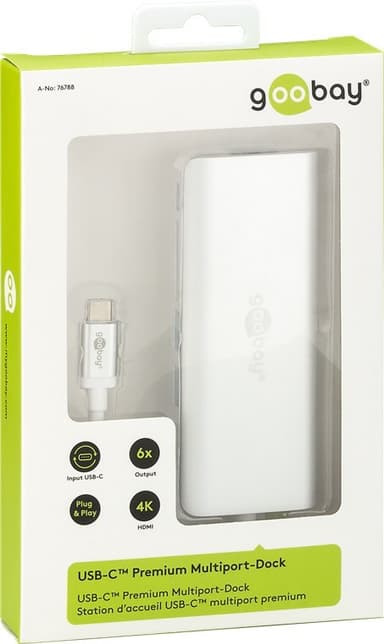 USB-C™ multiportadapter HDMI 4k 30 Hz, USB, CR, RJ45, PD, aluminium, sølv