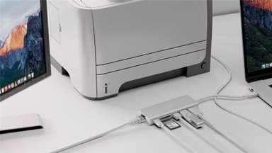 USB-C™ multiportadapter HDMI 4k 30 Hz, USB, CR, RJ45, PD, aluminium, sølv