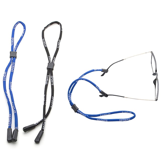 Justerbare brillesnorer sportsbånd svart/blått 2-pak