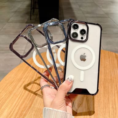 Støtsikkert elektrobelagt magnetisk deksel til iPhone 14-serien Sort iPhone 14 Pro Max