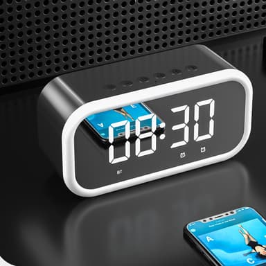 Bluetooth høyttaler vekkerklokke Sort