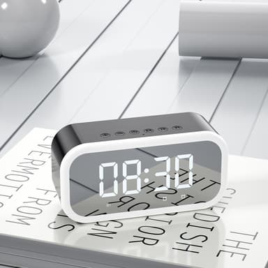 Bluetooth høyttaler vekkerklokke Sort