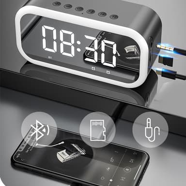 Bluetooth høyttaler vekkerklokke Sort