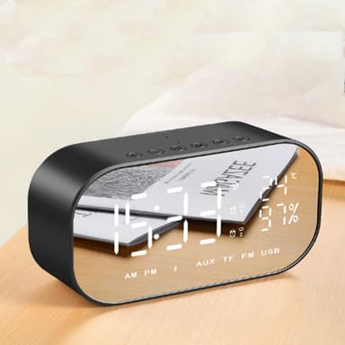 Bluetooth høyttaler vekkerklokke Sort