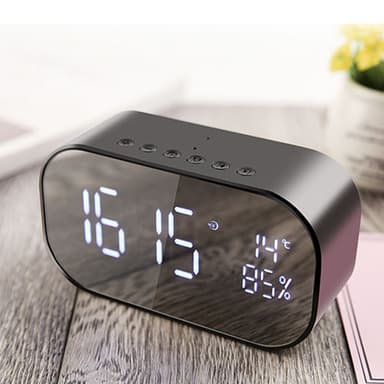 Bluetooth høyttaler vekkerklokke Sort