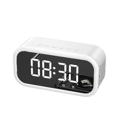 Bluetooth høyttaler vekkerklokke Hvit