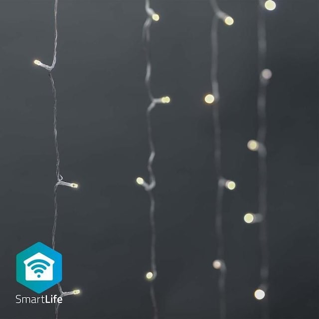 Nedis SmartLife Julelys | Gardin | Wi-Fi | Varm til avkjølt hvitt | 200 LED s | 3 m | Android™ / IOS