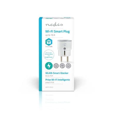 Nedis SmartLife Smart Plug | Wi-Fi | IP21 | Efektmåler | 2500 W | Jordet kontakt / Type F (CEE 7/7) | -10 - 40 °C | Android™ / IOS | Hvit | 1 stk