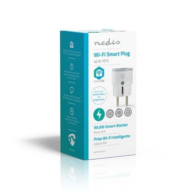 Nedis SmartLife Smart Plug | Wi-Fi | IP21 | Efektmåler | 2500 W | Jordet kontakt / Type F (CEE 7/7) | -10 - 40 °C | Android™ / IOS | Hvit | 1 stk