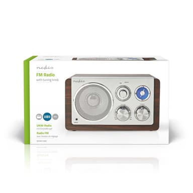 Nedis FM-radio | Bord design | FM | Nettstrøm drevet | Analog | 15 W | IP20 | Brun