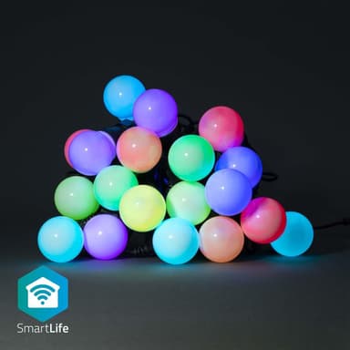 Nedis SmartLife Dekorative Lys | Party Lights | Wi-Fi | Hvit / RGB | 20 LED's | 10 m | Android™ | Pære diameter: 50 mm