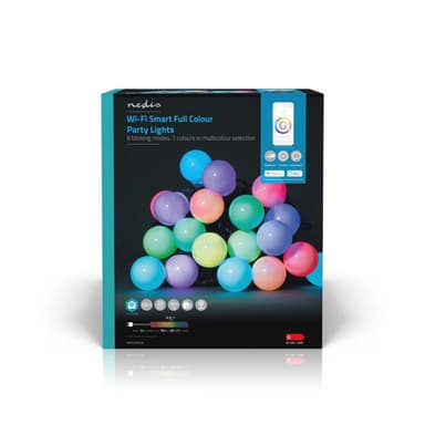 Nedis SmartLife Dekorative Lys | Party Lights | Wi-Fi | Hvit / RGB | 20 LED's | 10 m | Android™ | Pære diameter: 50 mm