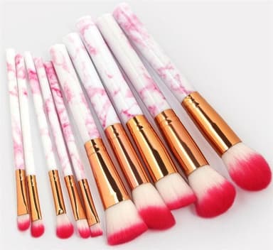 Profesjonelle skånsomme sminkekoster 10-Pack, Marmor Fuchsia