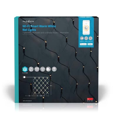 Nedis SmartLife Julelys | Nett | Wi-Fi | Varm Hvit | 400 LED s | 3.00 m | 3 x 3 m | Android™ / IOS