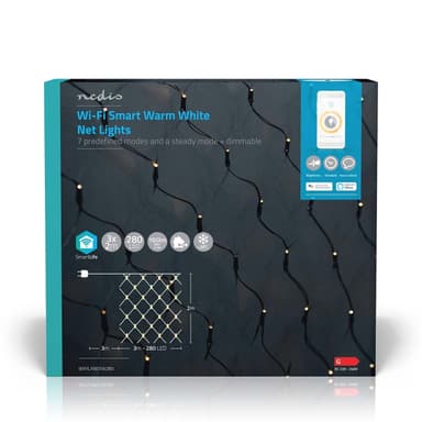 Nedis SmartLife Julelys | Nett | Wi-Fi | Varm Hvit | 280 LED's | 3.00 m | 3 x 2 m | Android™ / IOS