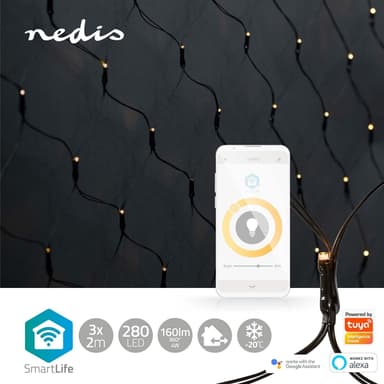Nedis SmartLife Julelys | Nett | Wi-Fi | Varm Hvit | 280 LED's | 3.00 m | 3 x 2 m | Android™ / IOS