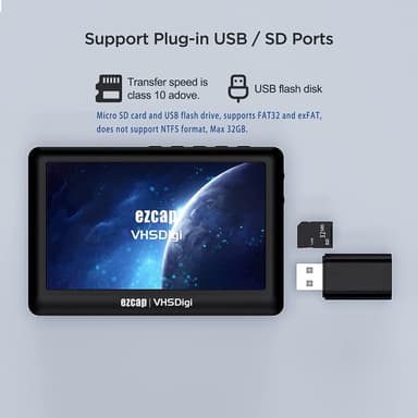 Ezcap Video til Digital Converter, CVBS Video Recorder med LCD-skjerm, Portable Composite CVBS AV Video Recorder Analog til Digital Converter