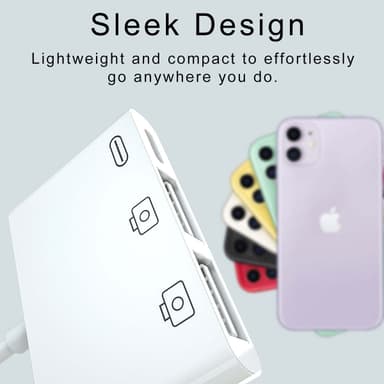 NÖRDIC Lightning Adapter 1 til 3 Ports 2xUSB A Port og 1x Lightning Port for lading