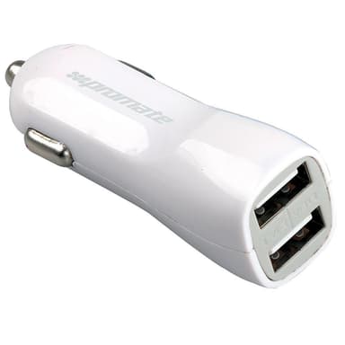 Promate Vivid.White bil lader med dobbelt USB a porter 5V / 2,4A totalt 3.1a svart inngang 12-24V DC svart