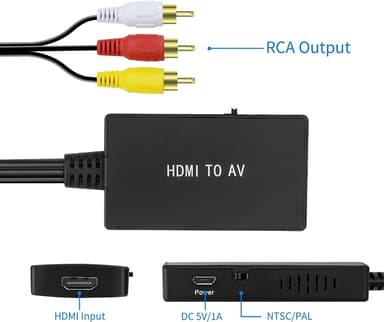 NÖRDIC HDMI til 3xrca CVBS kompositt videoadapter med lyd, oppløsning på opptil 1080p 1M