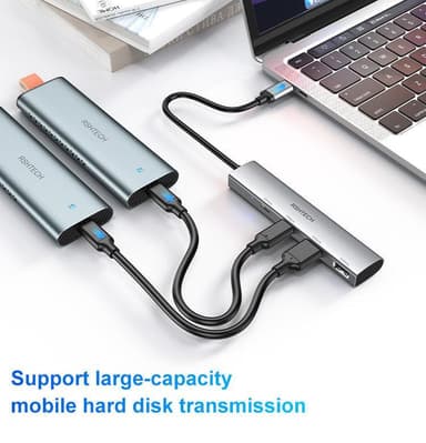 NÖRDIC Gen2 3.2 USB-C 4-porters Hub 10Gbps 20cm kabel 2xUSB-A 2xUSB-C