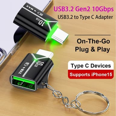 NÖRDIC USB-A OTG hunn- til USB C-hannadapter USB 3.2 Gen 2 10 Gbps, sølv