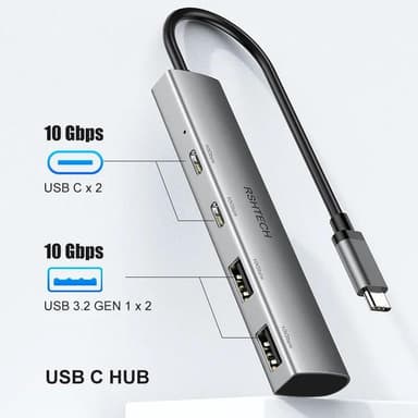 NÖRDIC Gen2 3.2 USB-C 4-porters Hub 10Gbps 20cm kabel 2xUSB-A 2xUSB-C