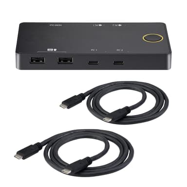 NÖRDIC dokkingstasjon og KVM-svitsj 2 til 1 USB-C til HDMI, 4K60Hz, 2x USB-A, 2x USB-C PD 100W