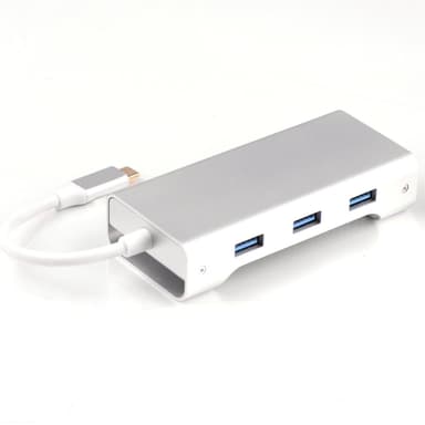 NÖRDIC 1 til 8 USB C Aluminium Docking Station 1xHDMI 4K 30Hz 1xvga 1080p 3xUSB 3.1 5GBP 1X USB C PD87W 1XSD / TF Card Reader Silver