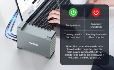 MAIWO K35282C USB-C 3.1 eksternt kabinett aluminium for 2x 3,5"" SATA HDD med støtte for RAID