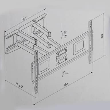 Veggfeste for 32-65 tommer (81-165 cm) kan vinkles og vris - svart