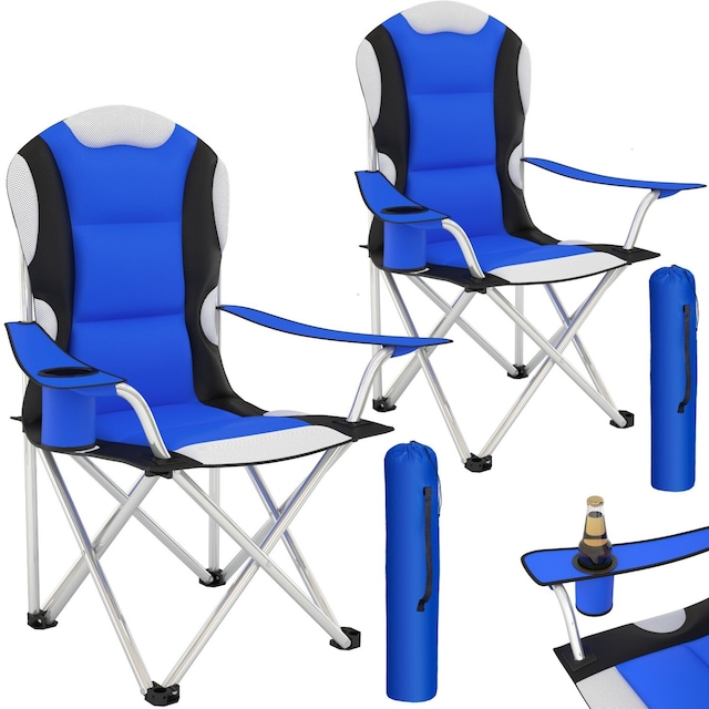 2 campingstoler med polstring - blå