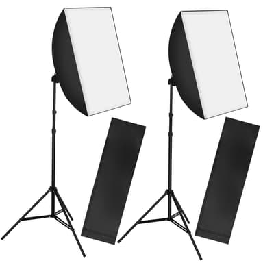 2x Studiolys + softbox , stativ og veske - svart