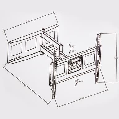 TV-veggfeste for 32-55 tommer (81-140 cm) kan vinkles og vris - svart