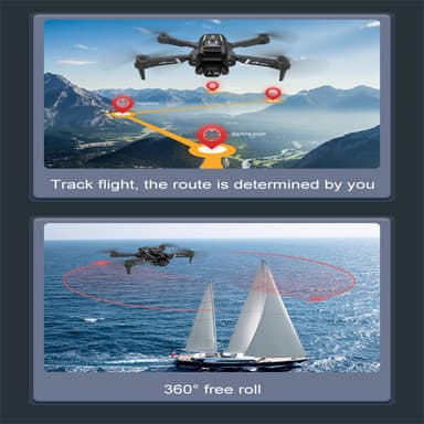 Drone, sammenleggbar med sensorer mot hindringer Sort