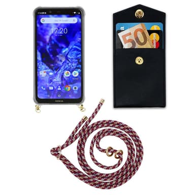 Nokia 5.1 PLUS / X5 Deksel med Halskjede (rød)