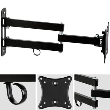 6 TV-veggfeste for 6 tommer (10-24 cm) kan vinkles og vris - svart