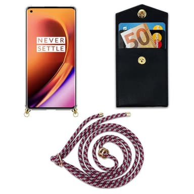 OnePlus 8 PRO Deksel med Halskjede (rød)
