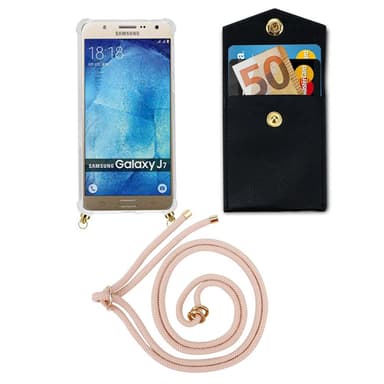 Samsung Galaxy J7 2015 Deksel med Halskjede (rosa)