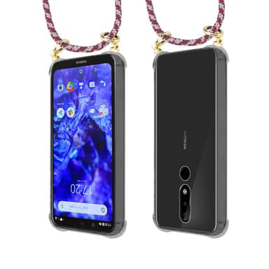 Nokia 5.1 PLUS / X5 Deksel med Halskjede (rød)