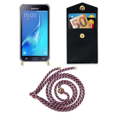 Samsung Galaxy J3 2016 Deksel med Halskjede (rød)
