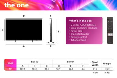 Philips 75” The One PUS8909 4K LED Ambilight TV (2024)