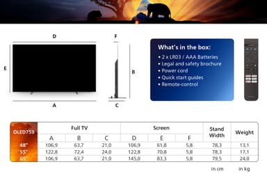 Philips 77" OLED759 4K OLED Ambilight TV (2024)