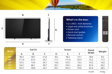 Philips 75" 75PUS8079 4K LED Ambilight TV (2024)