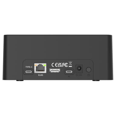 Maiwo HDD Dobbel dockingstasjon med klone 10 Gbps HDMI 4K60Hz Giga Lan kortleser SD og MicroSD USB HUB 2xUSB-A og 2xUSB-C